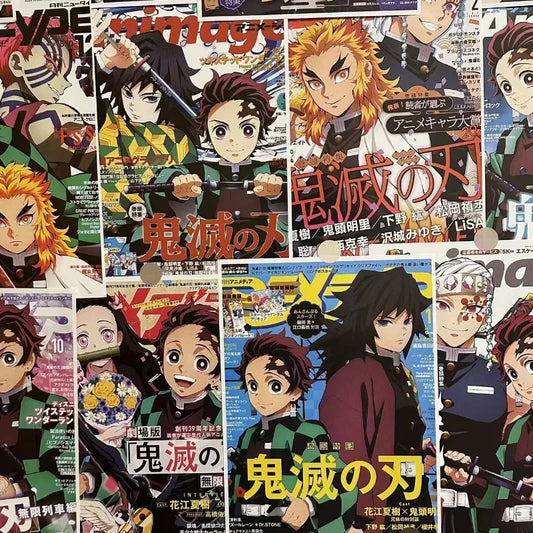 10/20pcs Demon Slayer Tanjirou Posters Vintage Anime Movie Kraft Paper Kyoujurou Room Living Room Study Home Decor Wall Art Gift