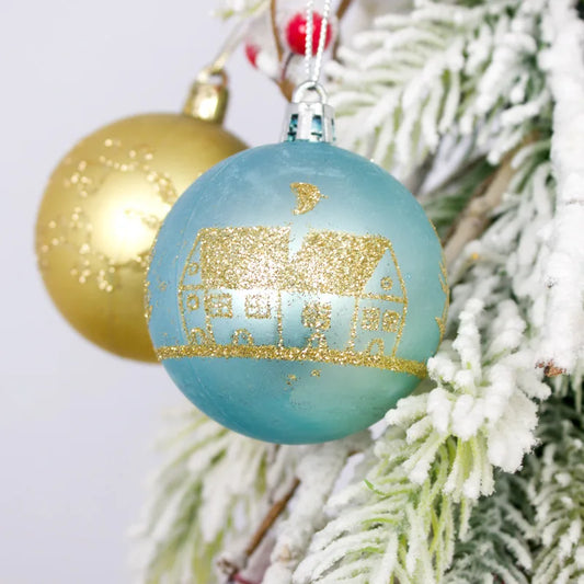 44pcs Christmas Ball Ornaments Painted Irregular 3-6cm Electroplated Plastic Ball Christmas Tree Decoration
