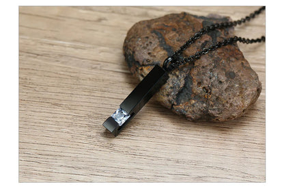 Vnox Urn Necklaces for Ashes Memorial Cremation Jewelry, Stainless Steel Bar Pendant for Women Men,Keepsake Gift with CZ Stone