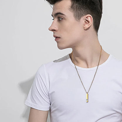 Vnox Urn Necklaces for Ashes Memorial Cremation Jewelry, Stainless Steel Bar Pendant for Women Men,Keepsake Gift with CZ Stone