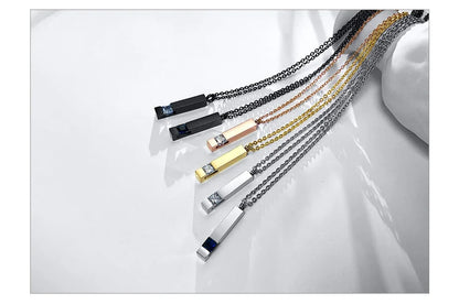 Vnox Urn Necklaces for Ashes Memorial Cremation Jewelry, Stainless Steel Bar Pendant for Women Men,Keepsake Gift with CZ Stone