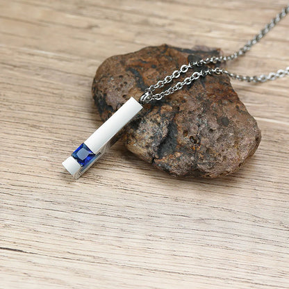 Vnox Urn Necklaces for Ashes Memorial Cremation Jewelry, Stainless Steel Bar Pendant for Women Men,Keepsake Gift with CZ Stone