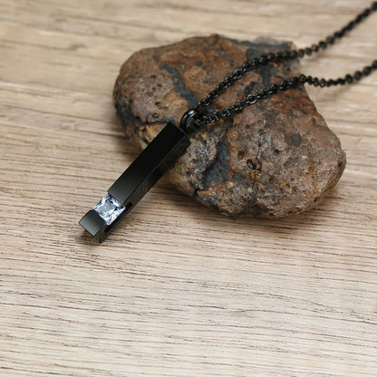 Vnox Urn Necklaces for Ashes Memorial Cremation Jewelry, Stainless Steel Bar Pendant for Women Men,Keepsake Gift with CZ Stone