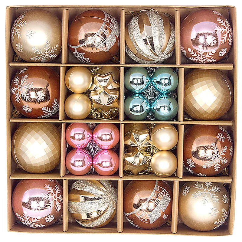 44pcs Christmas Ball Ornaments Painted Irregular 3-6cm Electroplated Plastic Ball Christmas Tree Decoration