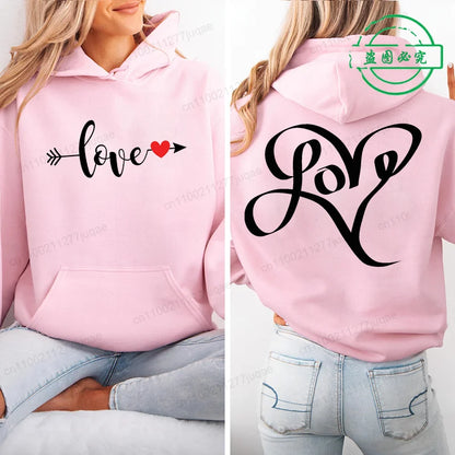 Harajuku Streetwear Hoodie for Women Clothes Oversized Leopard Heart Print Hip Hop Sweatshirt Valentine Heart Hoodies Tops Gifts