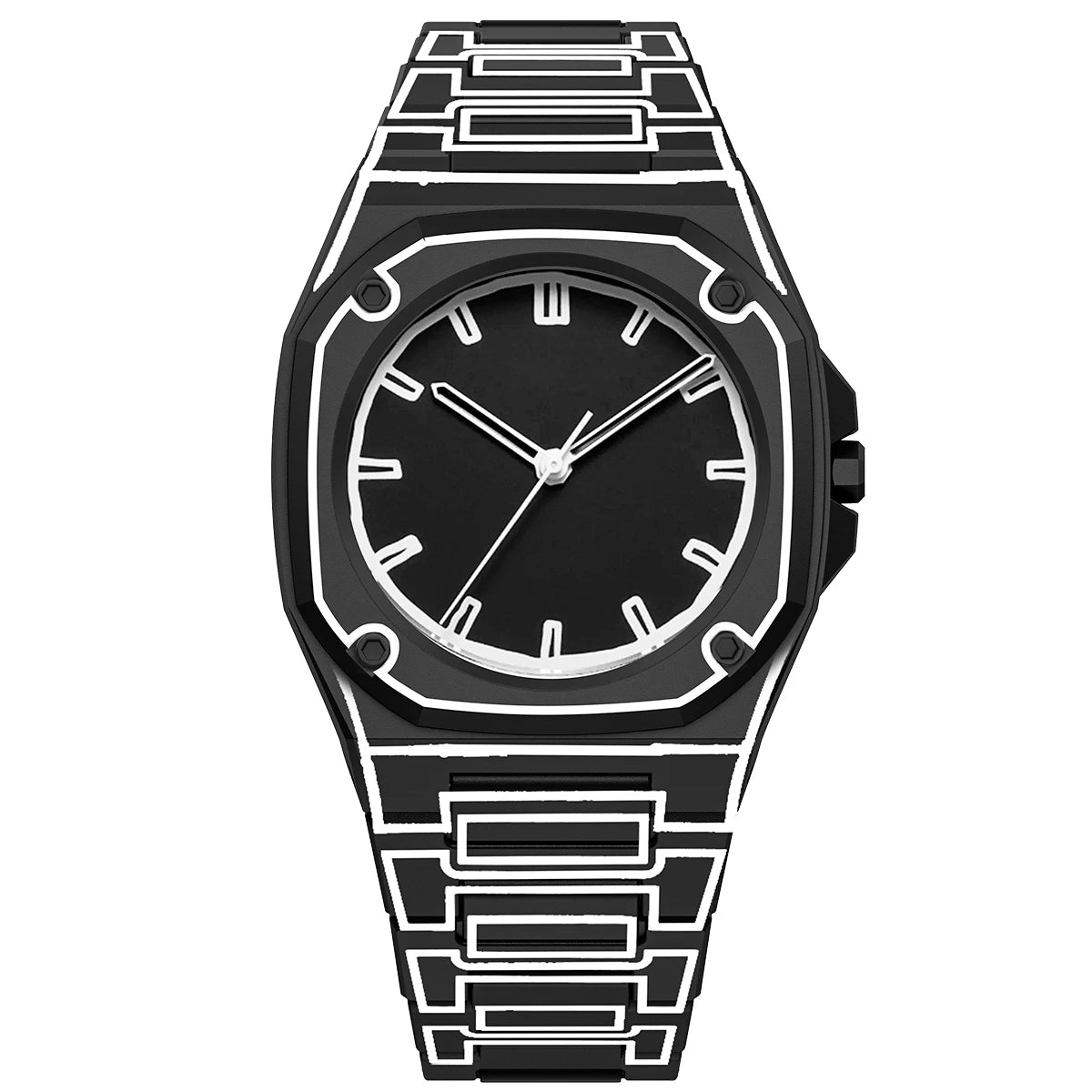 Made in china new high-end watches men's trend graffiti art quartz watches plastic watch strap