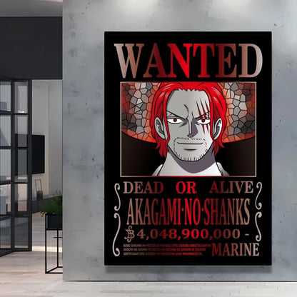 Classic Anime One Piece Luffy Wanted Bounty Posters Prints Cartoon Character Images Not Fading Wall Art Living Room Decorative