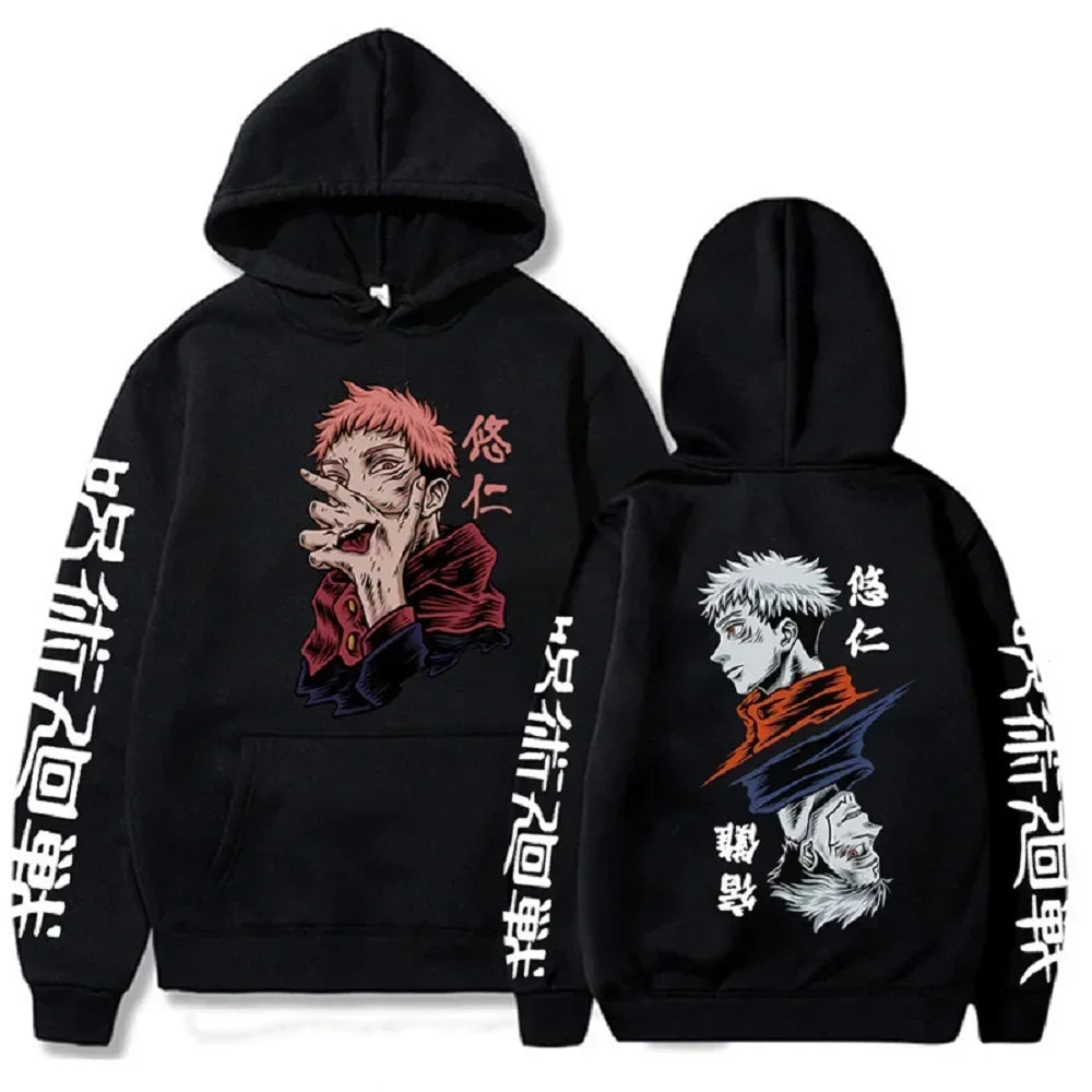 Japanese Anime Print Sweatshirts Jujutsu Kaisen Hoodie Harajuku Autumn Winter Streetwear Clothe Yuji Itadori Plus Size Hoodie
