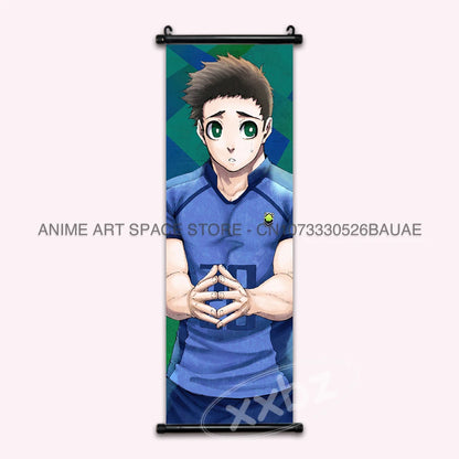 Blue Lock Hanging Painting Anime Poster Reo Mikage Wall Art Canvas Scroll Picture Isagi Yoichi Characters Home Decor Living Room
