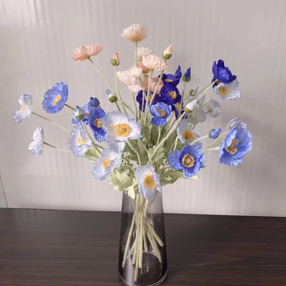 Artificial Flowers Fake Poppy Silk Flowers Long Stem Housewarming Garden Table Wedding DIY Party Wedding Bridal Bouquet Decor