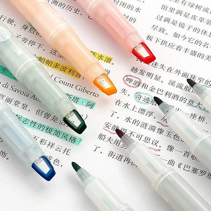 5 Colors/Set Double Unique Window Tip Highlighter Pen Double Head Pastel Color highlighters Marker School Stationery Supplies
