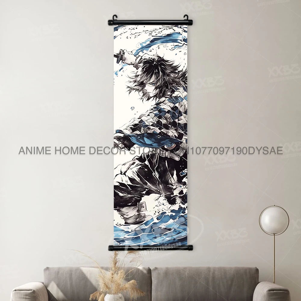 Demon Slayer Posters Kanroji Mitsuri Home Decor Kamado Nezuko Anime Hanging Paintings Wall Art Iguro Obanai Scrolls Pictures