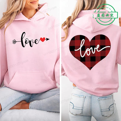 Harajuku Streetwear Hoodie for Women Clothes Oversized Leopard Heart Print Hip Hop Sweatshirt Valentine Heart Hoodies Tops Gifts
