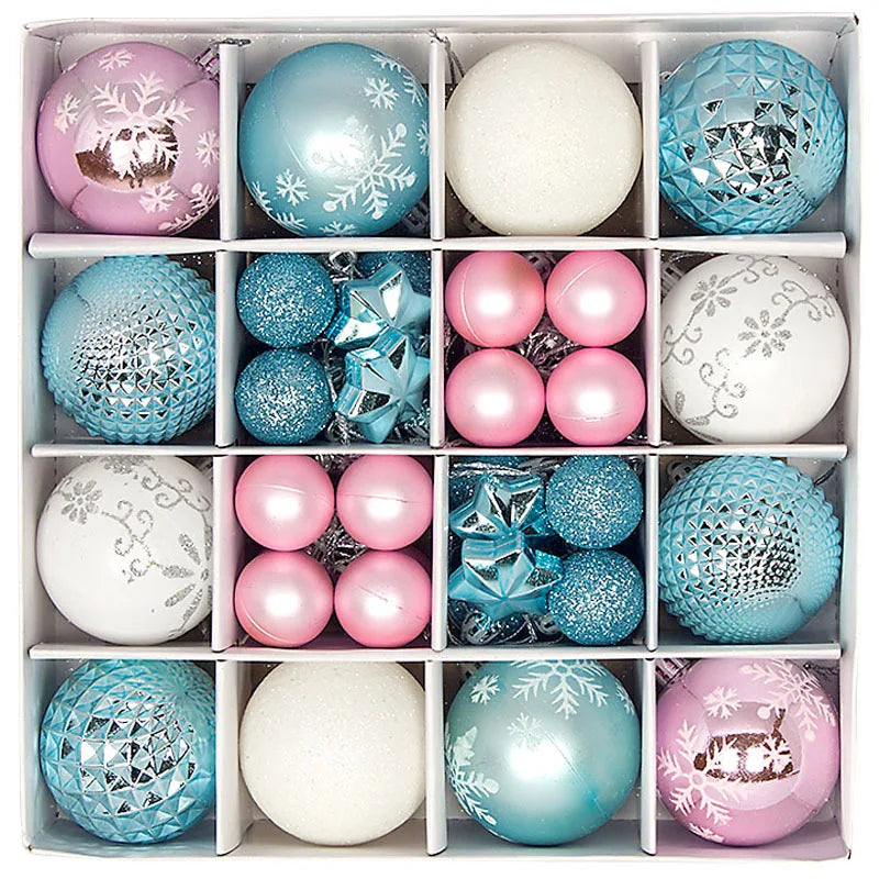 44pcs Christmas Ball Ornaments Painted Irregular 3-6cm Electroplated Plastic Ball Christmas Tree Decoration