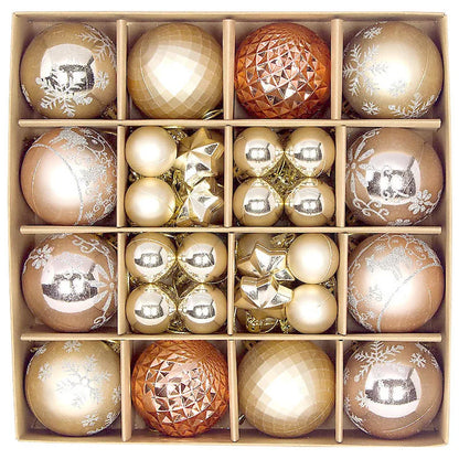 44pcs Christmas Ball Ornaments Painted Irregular 3-6cm Electroplated Plastic Ball Christmas Tree Decoration