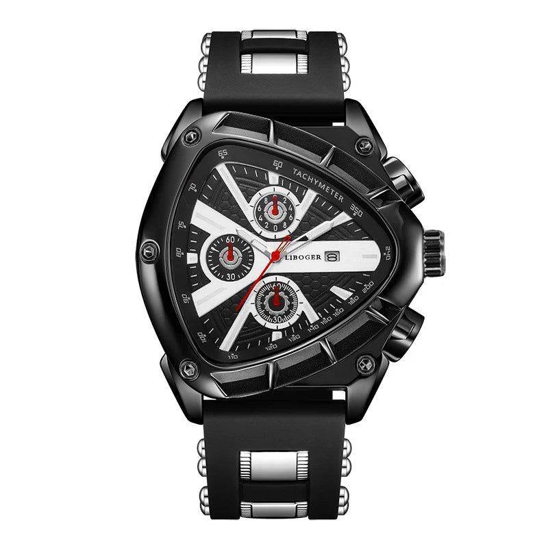 Unique Sports Men Watch High Quality Silicone Strap Auto Date Quartz Watches New Design Hot Sale Wristwatch Gifts For Him