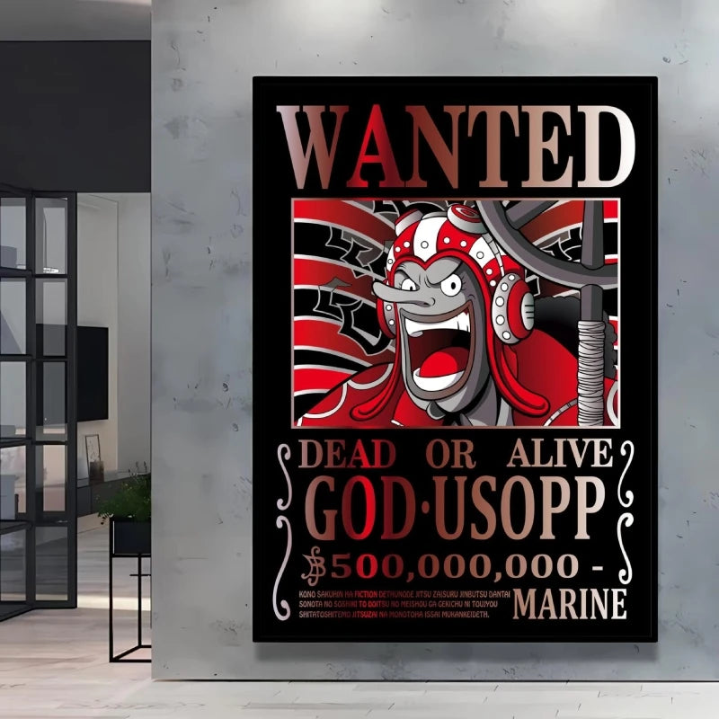 Classic Anime One Piece Luffy Wanted Bounty Posters Prints Cartoon Character Images Not Fading Wall Art Living Room Decorative