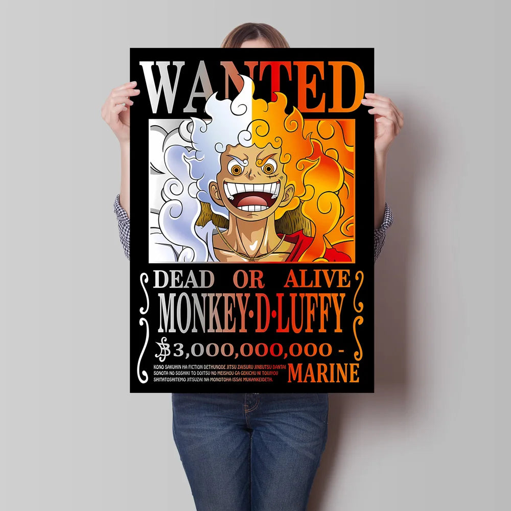 Classic Anime One Piece Luffy Wanted Bounty Posters Prints Cartoon Character Images Not Fading Wall Art Living Room Decorative