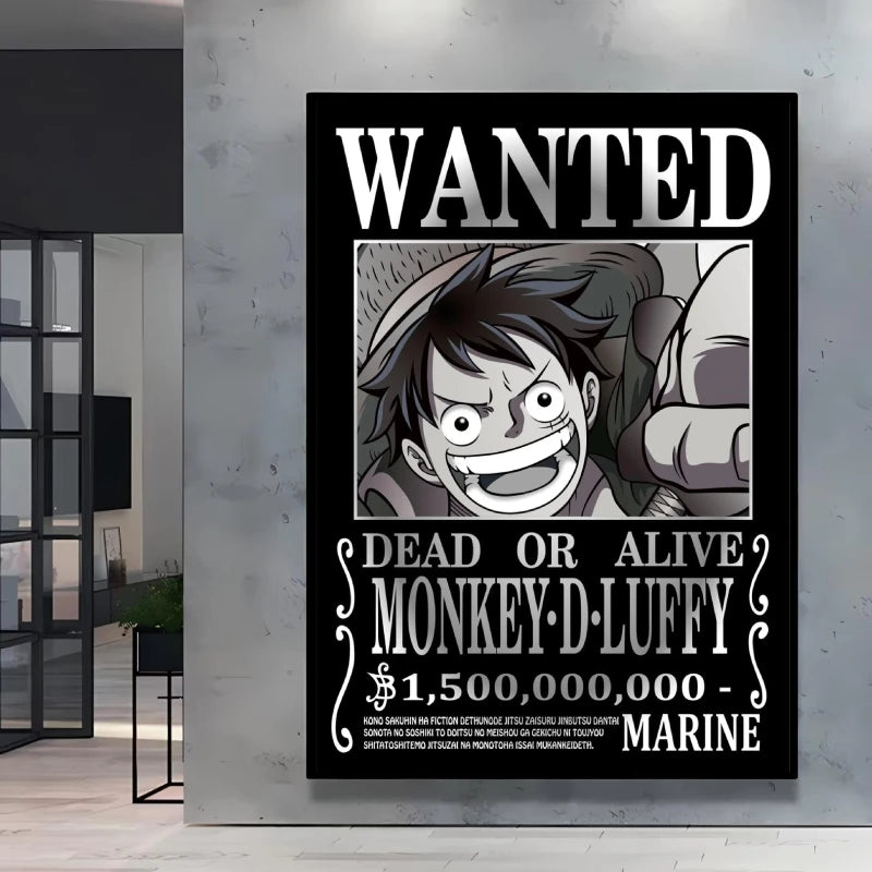 Classic Anime One Piece Luffy Wanted Bounty Posters Prints Cartoon Character Images Not Fading Wall Art Living Room Decorative