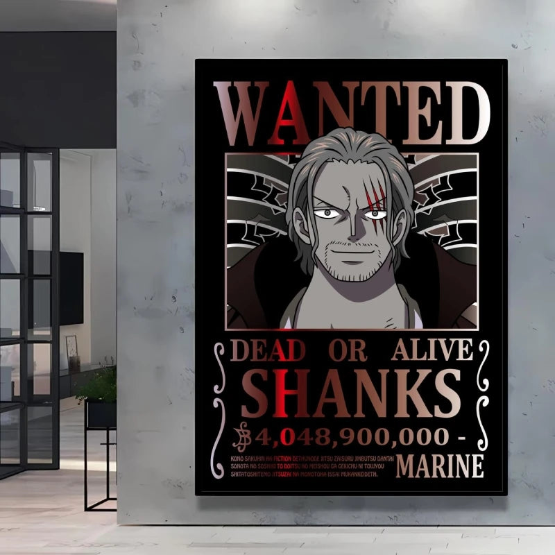 Classic Anime One Piece Luffy Wanted Bounty Posters Prints Cartoon Character Images Not Fading Wall Art Living Room Decorative