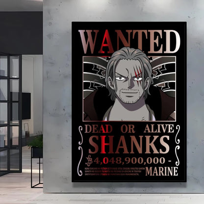 Classic Anime One Piece Luffy Wanted Bounty Posters Prints Cartoon Character Images Not Fading Wall Art Living Room Decorative