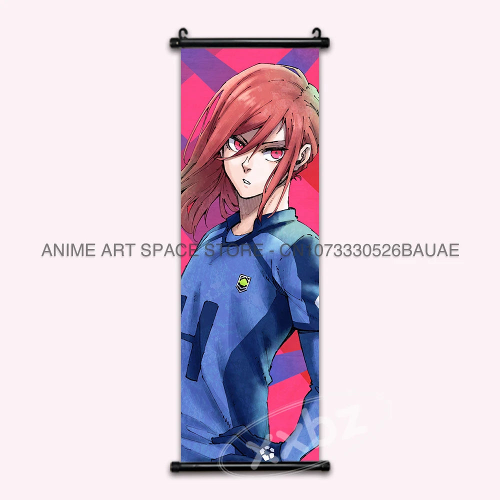 Blue Lock Hanging Painting Anime Poster Reo Mikage Wall Art Canvas Scroll Picture Isagi Yoichi Characters Home Decor Living Room