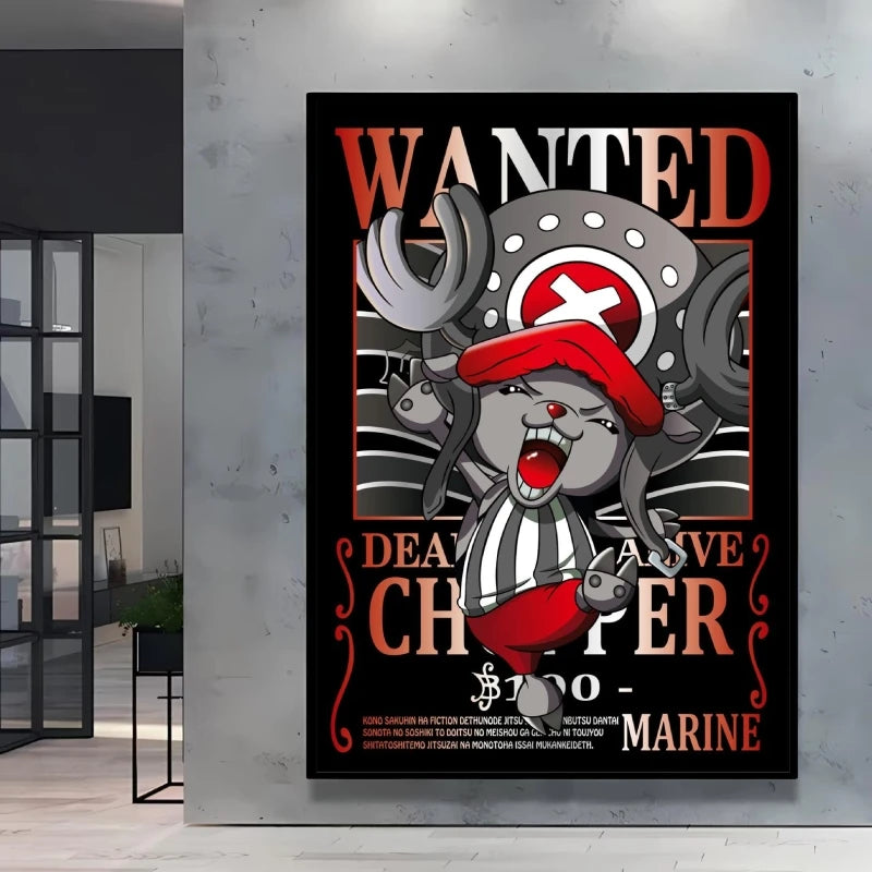 Classic Anime One Piece Luffy Wanted Bounty Posters Prints Cartoon Character Images Not Fading Wall Art Living Room Decorative