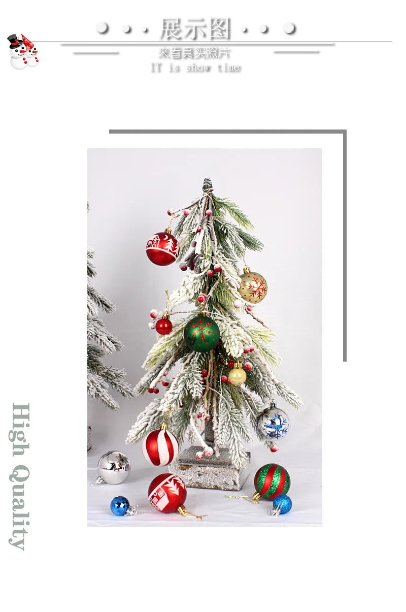 44pcs Christmas Ball Ornaments Painted Irregular 3-6cm Electroplated Plastic Ball Christmas Tree Decoration