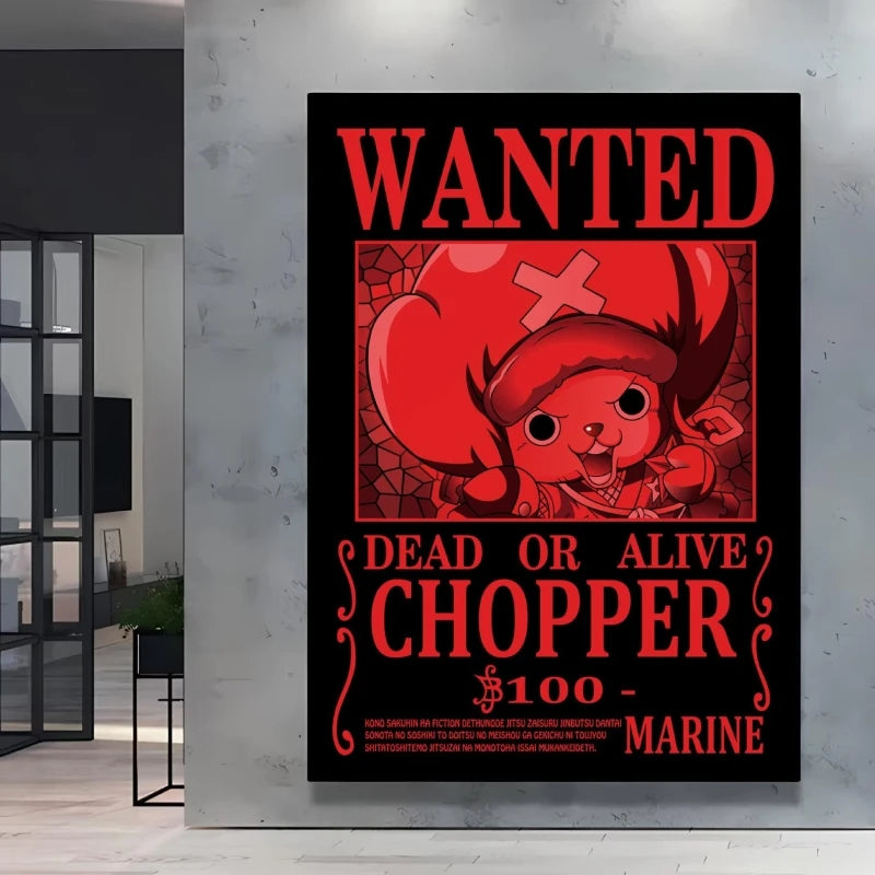 Classic Anime One Piece Luffy Wanted Bounty Posters Prints Cartoon Character Images Not Fading Wall Art Living Room Decorative