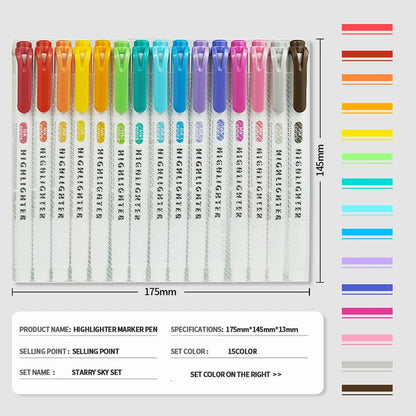 5-15 Colors Double Headed Highlighter Pen Set Fluorescent Drawing Markers Highlighters Pens Art Japanese Cute Pastel Stationery