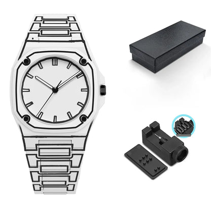 Made in china new high-end watches men's trend graffiti art quartz watches plastic watch strap