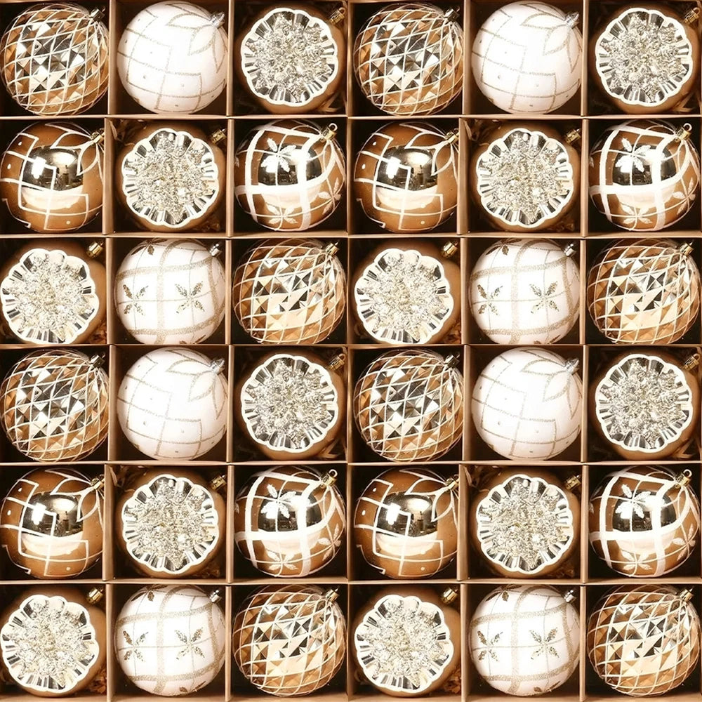 NewChampagne Gold Christmas Ball Decorations Christmas Tree Supplies Exquisite Shaped Christmas Pendant  Party decoration ball