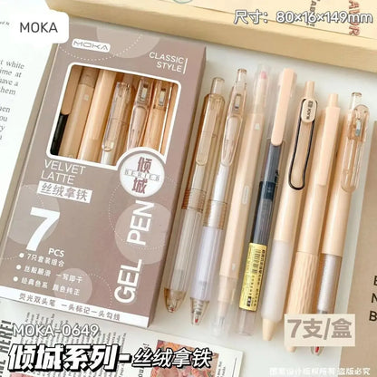 7pcs Boxed Press Students Exam Opening School Gift Gel Pen 0.5mm Black