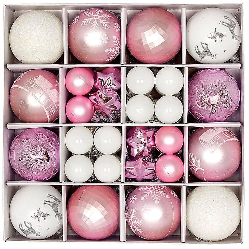 44pcs Christmas Ball Ornaments Painted Irregular 3-6cm Electroplated Plastic Ball Christmas Tree Decoration