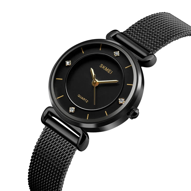 Skmei Original Brand Women Quartz Watches Fashion Leather Strap Analog Display Ladies Casual Waterproof Wristwatch