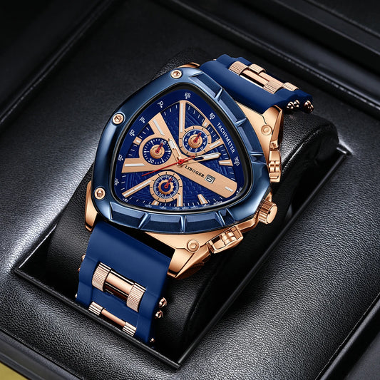 Unique Sports Men Watch High Quality Silicone Strap Auto Date Quartz Watches New Design Hot Sale Wristwatch Gifts For Him