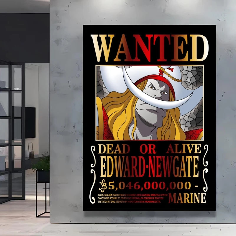 Classic Anime One Piece Luffy Wanted Bounty Posters Prints Cartoon Character Images Not Fading Wall Art Living Room Decorative