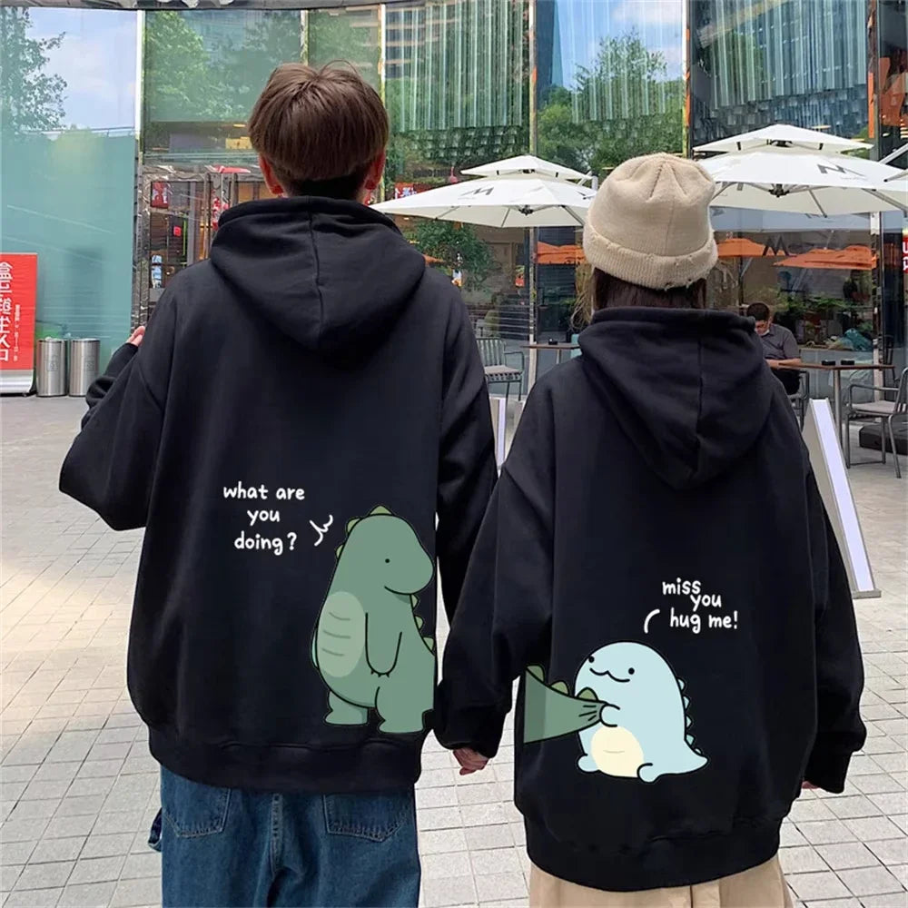 Fashion Cute Men's Rock Ni Shirt Dinosaur Long Printed Hoodie Sweatshirt Hoodie Fashion Casual Harajuku Cartoon Couple Hoodie