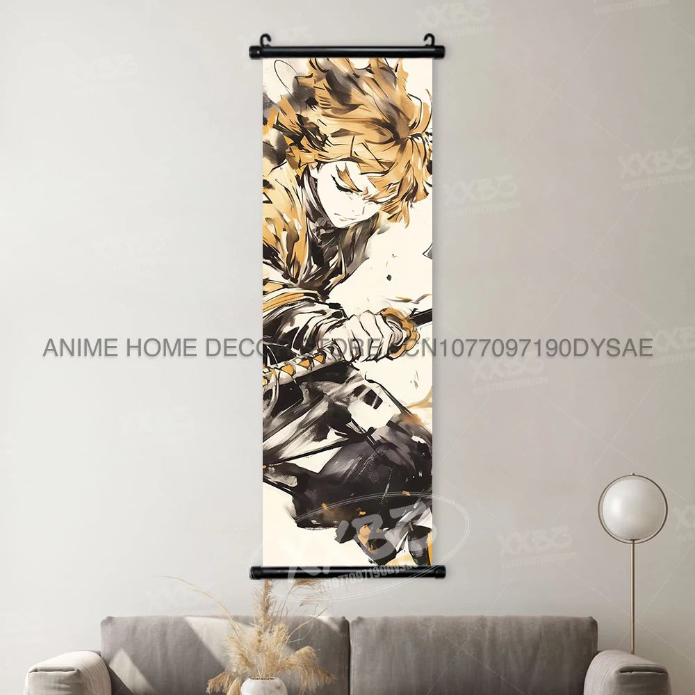Demon Slayer Posters Kanroji Mitsuri Home Decor Kamado Nezuko Anime Hanging Paintings Wall Art Iguro Obanai Scrolls Pictures