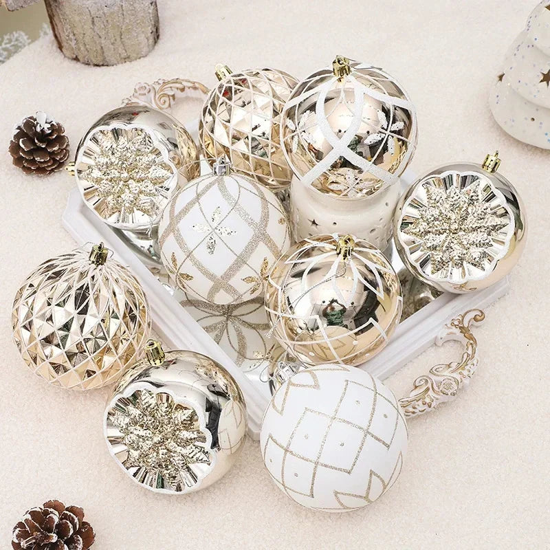 New Champagne Gold Christmas Ball Decorations Merry Christmas Tree Ornaments Exquisite Shaped Christmas Pendant Party Decor Ball