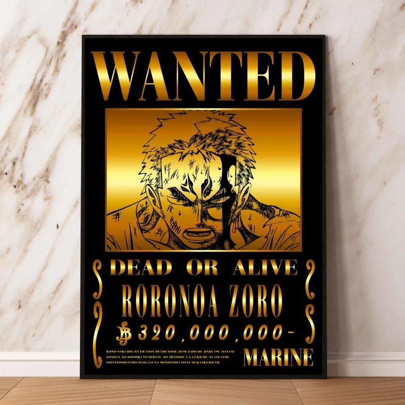 Classic Anime One Piece Luffy Wanted Bounty Posters Prints Cartoon Character Images Not Fading Wall Art Living Room Decorative