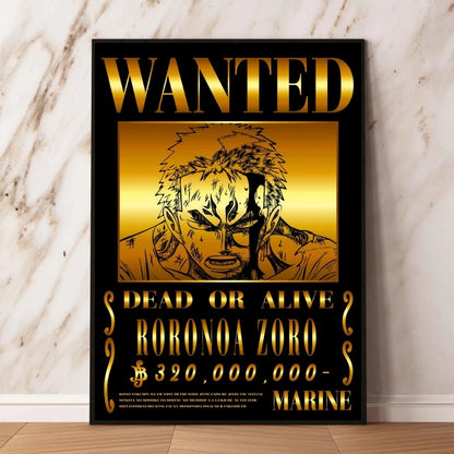 Classic Anime One Piece Luffy Wanted Bounty Posters Prints Cartoon Character Images Not Fading Wall Art Living Room Decorative