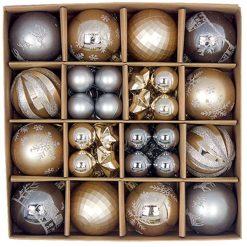 44pcs Christmas Ball Ornaments Painted Irregular 3-6cm Electroplated Plastic Ball Christmas Tree Decoration