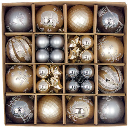 44pcs Christmas Ball Ornaments Painted Irregular 3-6cm Electroplated Plastic Ball Christmas Tree Decoration