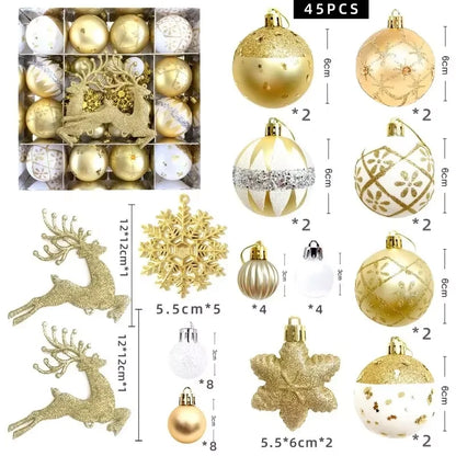 New Champagne Gold Christmas Ball Decorations Merry Christmas Tree Ornaments Exquisite Shaped Christmas Pendant Party Decor Ball