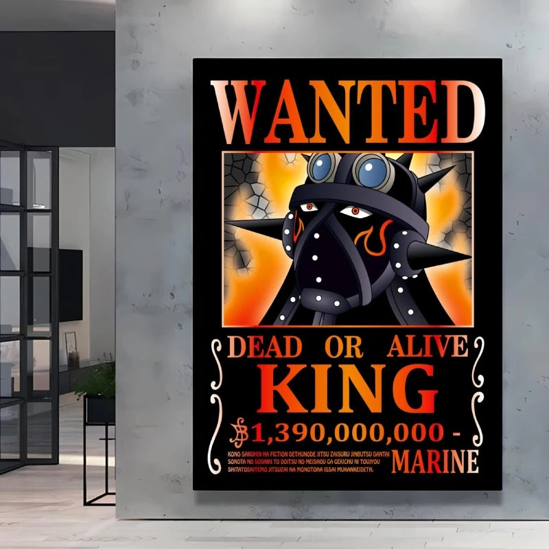 Classic Anime One Piece Luffy Wanted Bounty Posters Prints Cartoon Character Images Not Fading Wall Art Living Room Decorative