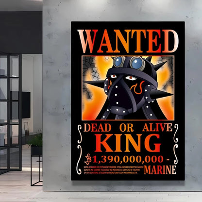 Classic Anime One Piece Luffy Wanted Bounty Posters Prints Cartoon Character Images Not Fading Wall Art Living Room Decorative