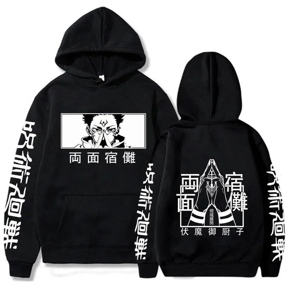 Japanese Anime Print Sweatshirts Jujutsu Kaisen Hoodie Harajuku Autumn Winter Streetwear Clothe Yuji Itadori Plus Size Hoodie