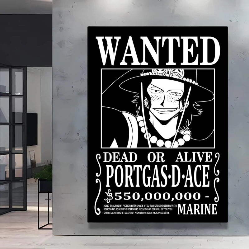 Classic Anime One Piece Luffy Wanted Bounty Posters Prints Cartoon Character Images Not Fading Wall Art Living Room Decorative