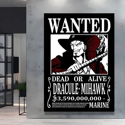 Classic Anime One Piece Luffy Wanted Bounty Posters Prints Cartoon Character Images Not Fading Wall Art Living Room Decorative